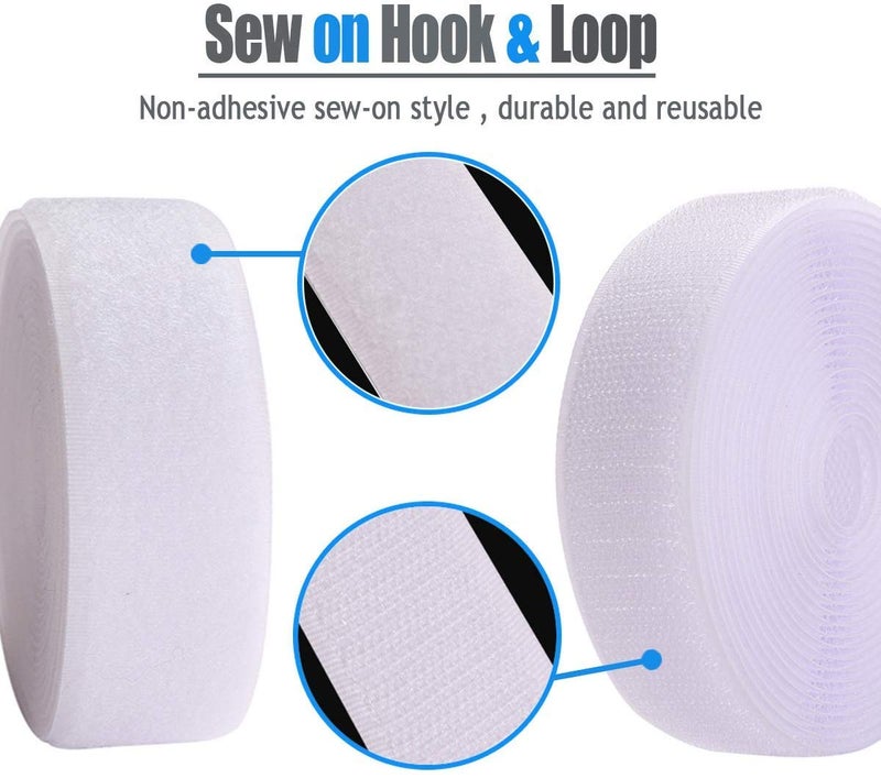 IHKFILAN 3/8'' Width x 10 Meters Length Wihite Sew On Hook and Loop Tape Fastening Nylon Fabric Tape (White, 3/8 Inch x 10 Meters) - Image 4